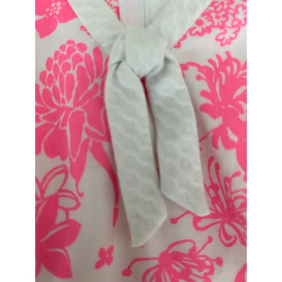 Lilly Pulitzer The Lilly Vintage 1960's Pink & White Floral V Neck Dress XS/S - Picture 7 of 9